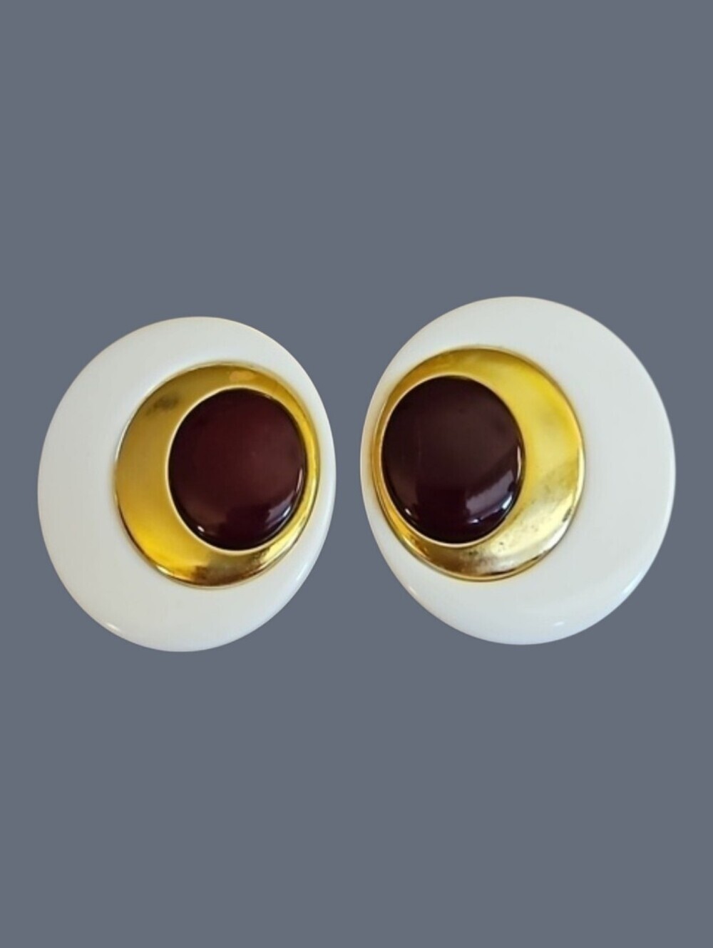 VTG 1960s Mod Acrylic Oval Post Earrings